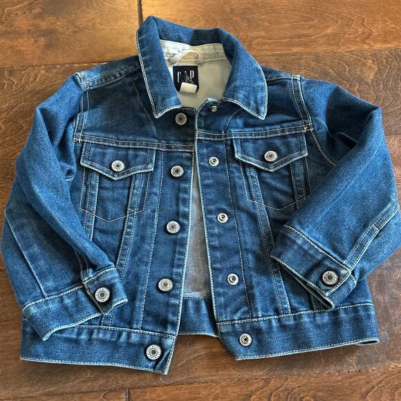 Gap Kids Icon  Medium Wash Denim Jean Jacket Blue Girl's Size XXS (3) Y2K - Picture 1 of 6